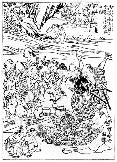 'Young Kyôsai Sketching the Severed Head', 1898.Artist: Kawanabe Kyôsai