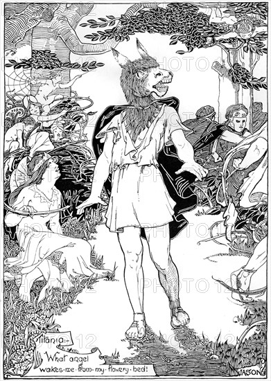 'Bottom' in scene from William Shakespeare's Midsummer Night's Dream, 1898. Artist: Unknown