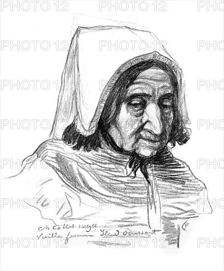 Study of an old woman's head, 1899.Artist: Charles Cottet