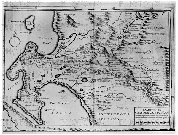 A map of the Cape of Good Hope in the time of the van der Stels, South Africa, 18th century (1931). Artist: Unknown