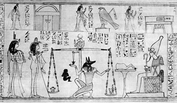 'Judgement of the Dead', from the Temple of Deir-el-Bahari, Egypt, c1025 BC (1936). Artist: Unknown