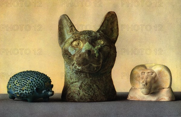 Animal carvings from the New Kingdom and Late Period, Egypt, 1936. Artist: Unknown
