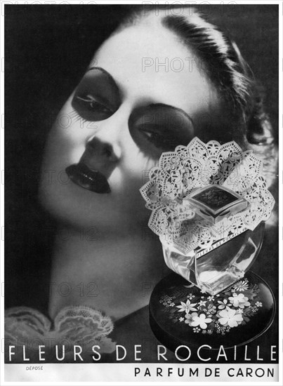 An advertisement for Caron perfume, 1938. Artist: Unknown