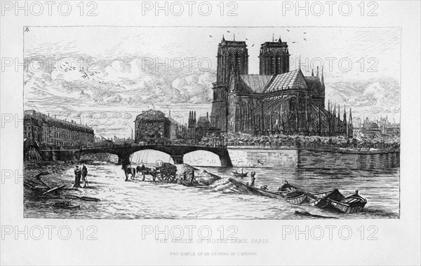 The abside (apse) of Notre Dame Cathedral, Paris, France, c19th century. Artist: Unknown