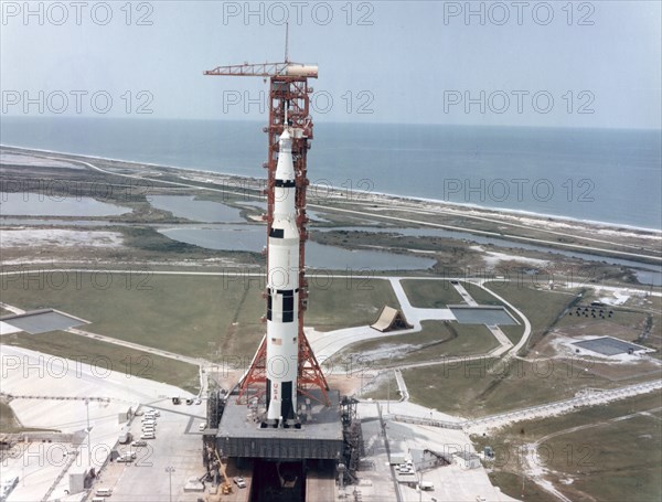 Apollo 15 on the launch pad at Kennedy Space Center, Florida, USA, 1971.Artist: NASA