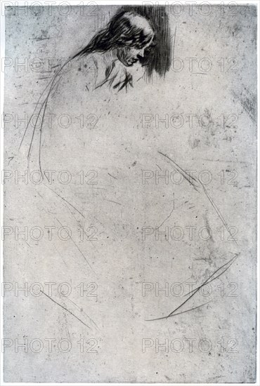 'Fumette's Bent Head', c1859 (1904).Artist: James Abbott McNeill Whistler