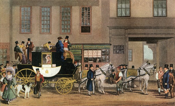 'The Blenheim, Leaving the Star Hotel, Oxford', 1831 (1927).Artist: Frederick James Havell