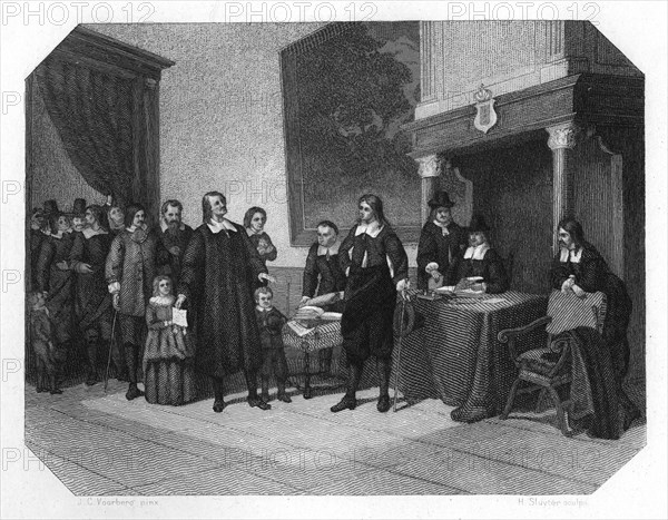 Reception the French Protestants in Amsterdam, late 17th century (c1870). Artist: H Sluyter