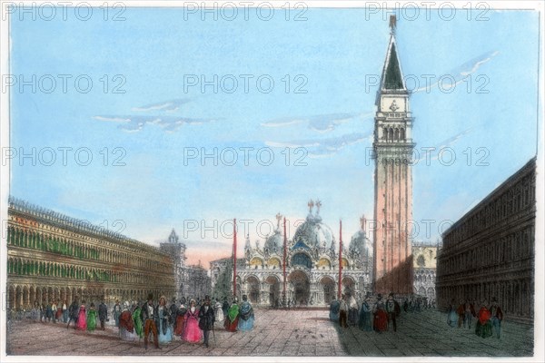 St Mark's Square, Venice, Italy, 19th century.Artist: Kirchmayr