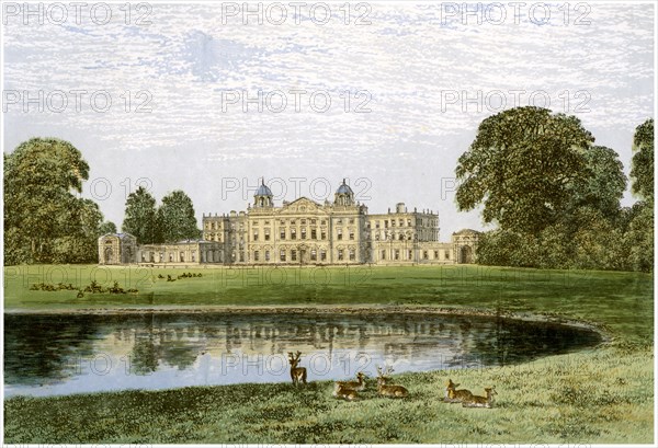 Badminton House, Gloucestershire, home of the Duke of Beaufort, c1880. Artist: Unknown