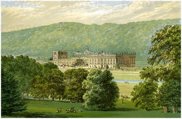 Chatsworth House, Derbyshire, home of the Duke of Devonshire, c1880. Artist: Unknown