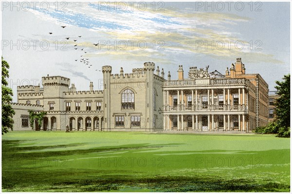 Knowsley Hall, Lancashire, home of the Earl of Derby, c1880. Artist: Unknown
