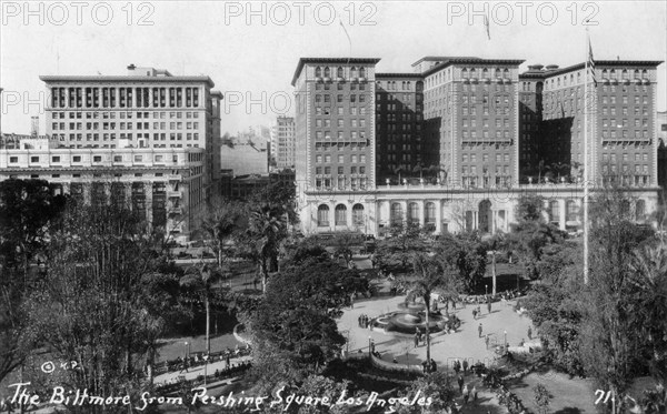 The Biltmore from Pershing Square, Los Angeles, California, USA, c1933. Artist: Unknown