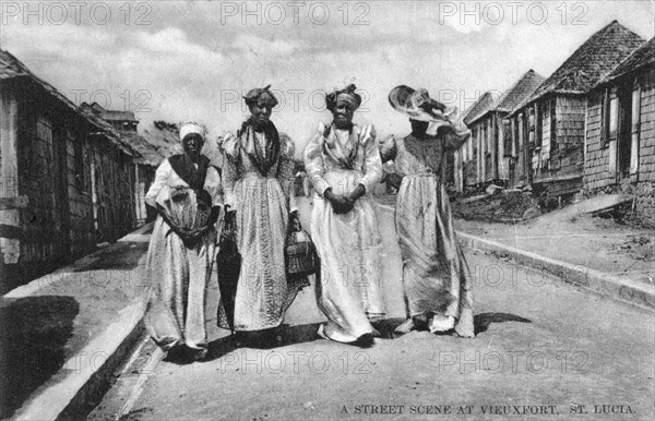 A street scene at Vieuxfort, St Lucia, early 20th century. Artist: Unknown