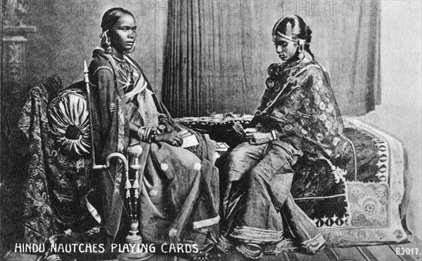 Hindu nautches playing cards, India, early 20th century. Artist: Unknown