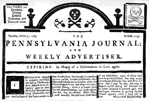 Facsimile of the Pennsylvania Journal on the Stamp Act, 1765 (c1880). Artist: Unknown