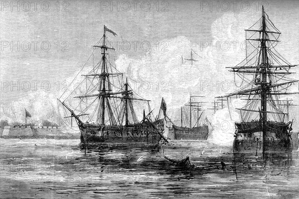 The attack on Sullivan's Island, South Carolina, 1776 (c1880). Artist: Unknown