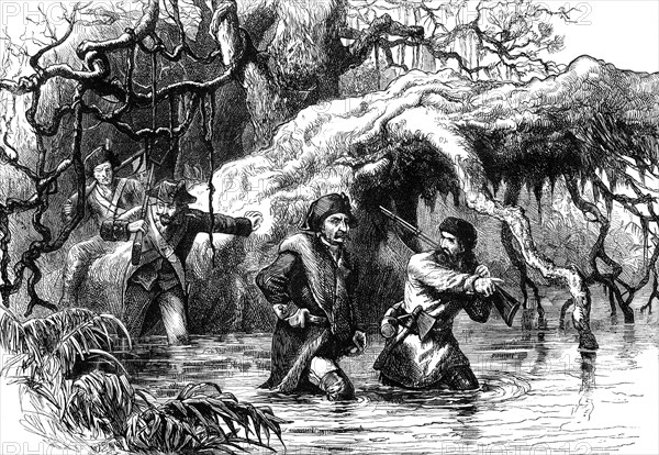 Clark and his soldiers crossing the Wabash, c1778-1779 (c1880). Artist: Unknown