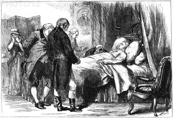 George Washington on his deathbed, Mount Vernon, Virginia, USA, 1799 (c1880). Artist: Unknown