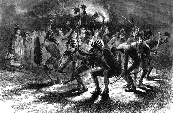 Native American scalp dance, c17th century (c1880). Artist: Unknown