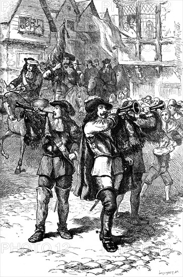 James II proclaimed at Boston, 1685 (c1880). Artist: Whymper