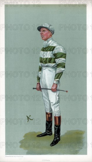 John Evelyn Watts, British jockey, 1903.Artist: Ao