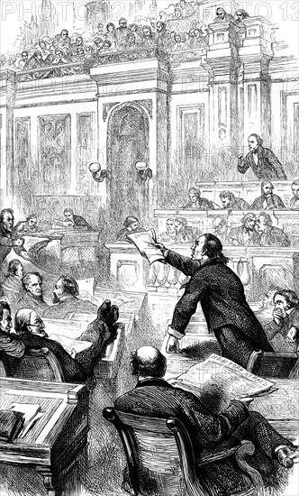 A scene in the US House of Representatives, Washington DC, USA, c1860s (c1880). Artist: Unknown