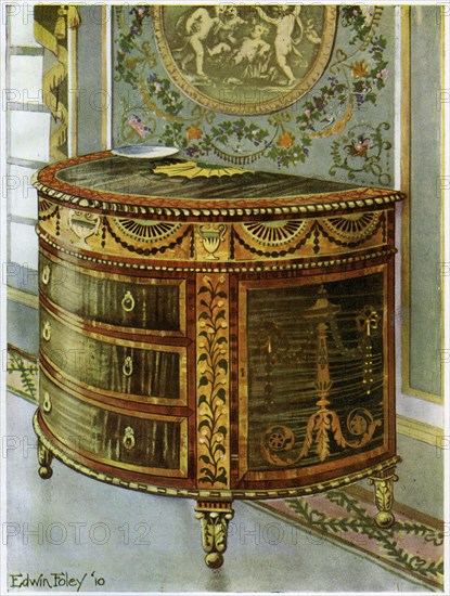 Inlaid satinwood commode with ormolu mounts, 1911-1912.Artist: Edwin Foley