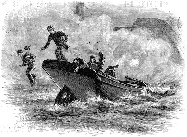 Lieutenant Cushing's attack on the 'Albemarle', c1880. Artist: Unknown
