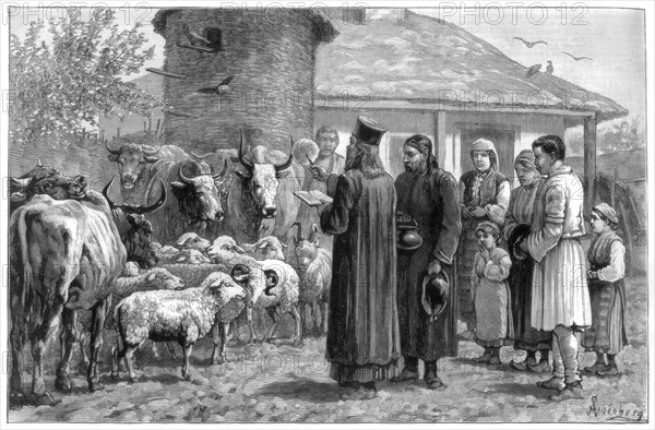 Blessing domestic animals, Bulgaria, 1887. Artist: Unknown