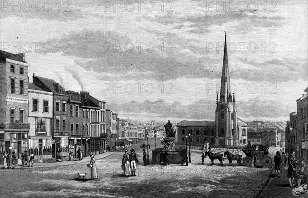 The Bull Ring, with St Martin's Church, Birmingham, 1812 (1887). Artist: Unknown