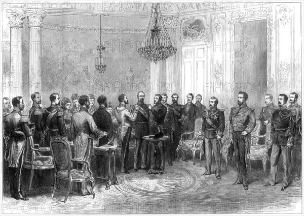 Investiture of Marshal MacMahon with the Spanish Order of the Golden Fleece, 1875. Artist: Unknown