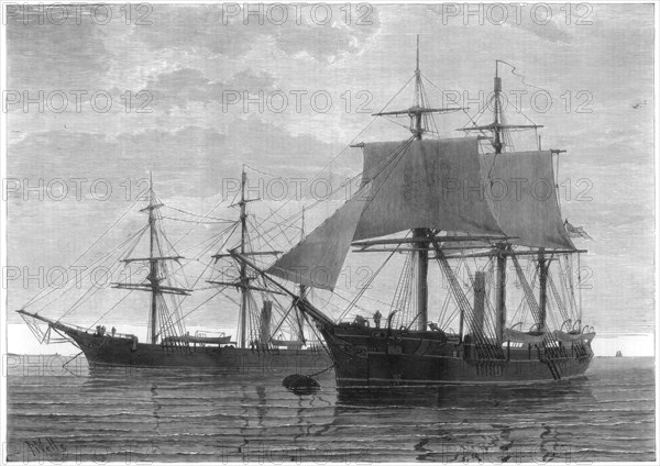 HMS 'Discovery' and HMS 'Alert', British Arctic expedition, 1875.Artist: Wells