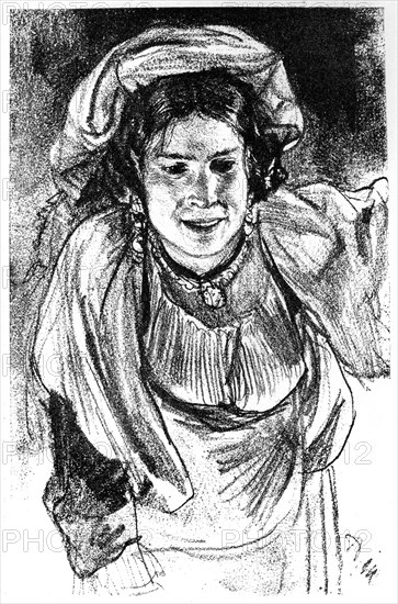 'Study of an Italian Girl', c1880-1882.Artist: Adolph Menzel