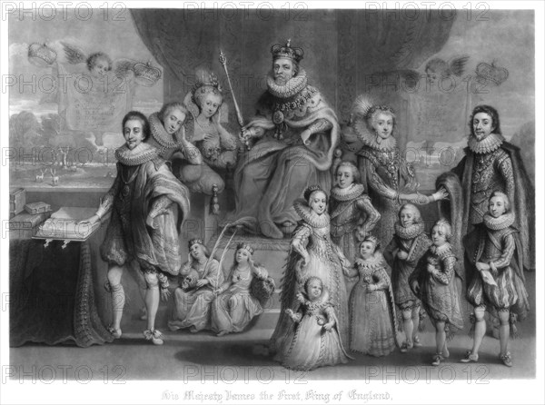 The family of King James I of England, Scotland and Ireland, (1816).Artist: Charles Turner