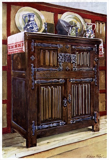 Oak double hutch, 1910.Artist: Edwin Foley