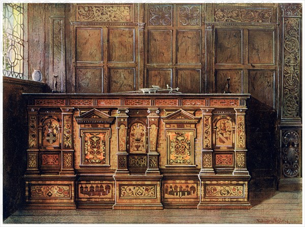 Inlaid muniment chest, 1910.Artist: Edwin Foley