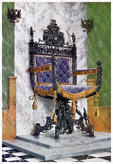 Wrought steel chair, 1910.Artist: Edwin Foley