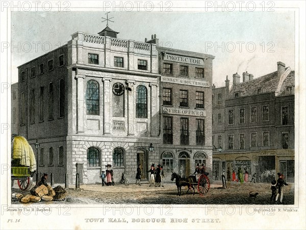 Town Hall, Borough High Street, Southwark, London, 1830.Artist: R Winkles