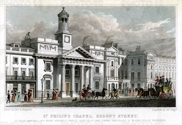 St Philip's Chapel, Regent Street, Westminster, London, 1827.Artist: J Tingle