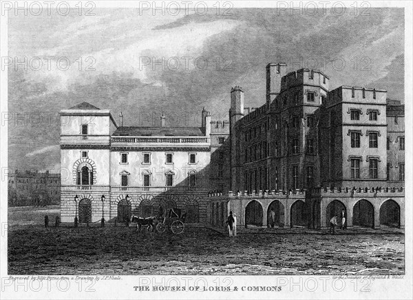 The Houses of Lords and Commons, Westminster, London, 1815.Artist: Byrne