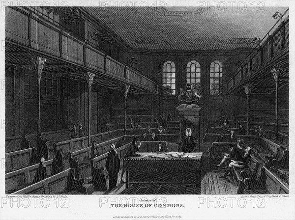 Chamber of the House of Commons, Westminster, London, 1815.Artist: Wallis