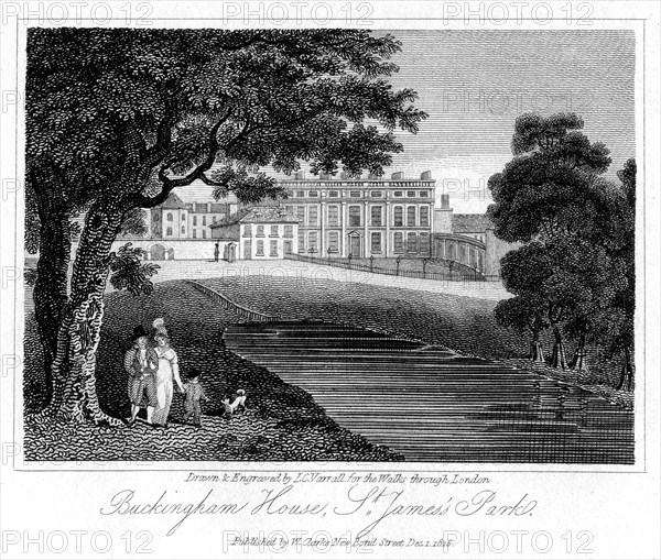 'Buckingham House, St James Park', London, 1816.Artist: JC Varrall