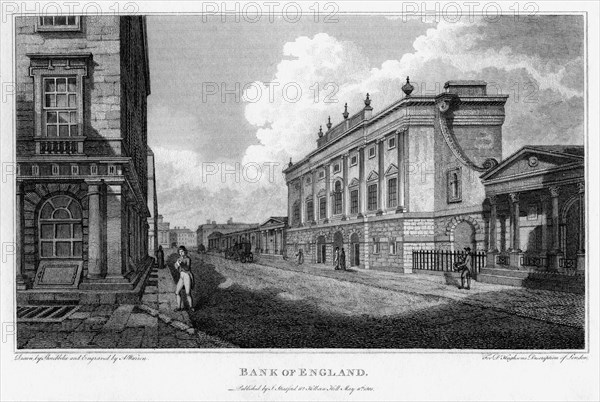 Bank of England, City of London, 1805.Artist: A Warren