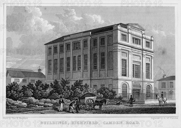 Buildings, Highfield, Camden Road, London, 1829.Artist: A McClatchie