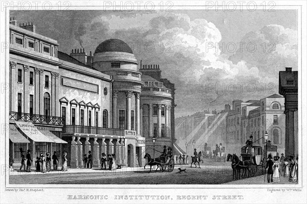 Harmonic Institution, Regent Street, 1828.Artist: W Wallis
