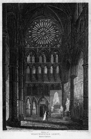 Poets' Corner, Westminster Abbey, London, 1815.Artist: Lewis