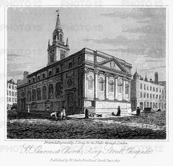 St Laurence's Church, King Street, Cheapside, City of London, 1817.Artist: J Greig