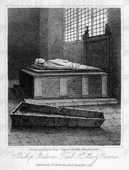 Bishop Andrew's tomb, St Mary Overie's Church, Southwark, London, 1817.Artist: J Greig