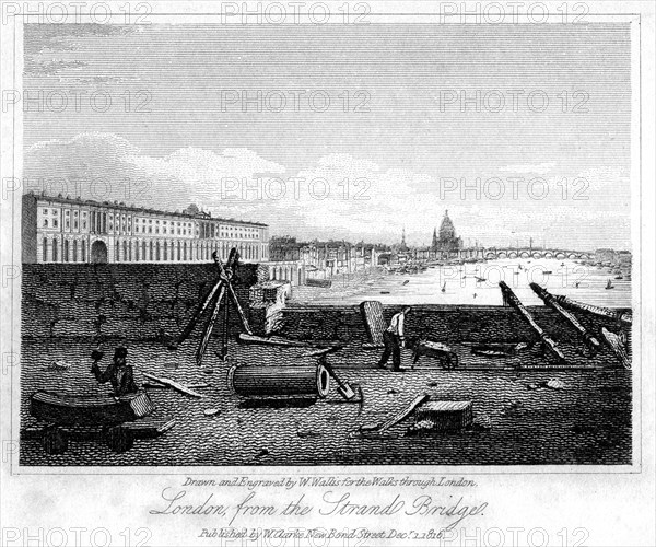 London from the Strand Bridge, 1816.Artist: W Wallis
